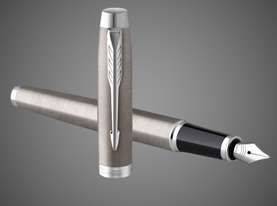Перьевая ручка Parker IM Stainless Steel CT, перо: F, цвет чернил: blue, в подарочной упаковке., Пластик и полимеры: пластик, сталь, хром