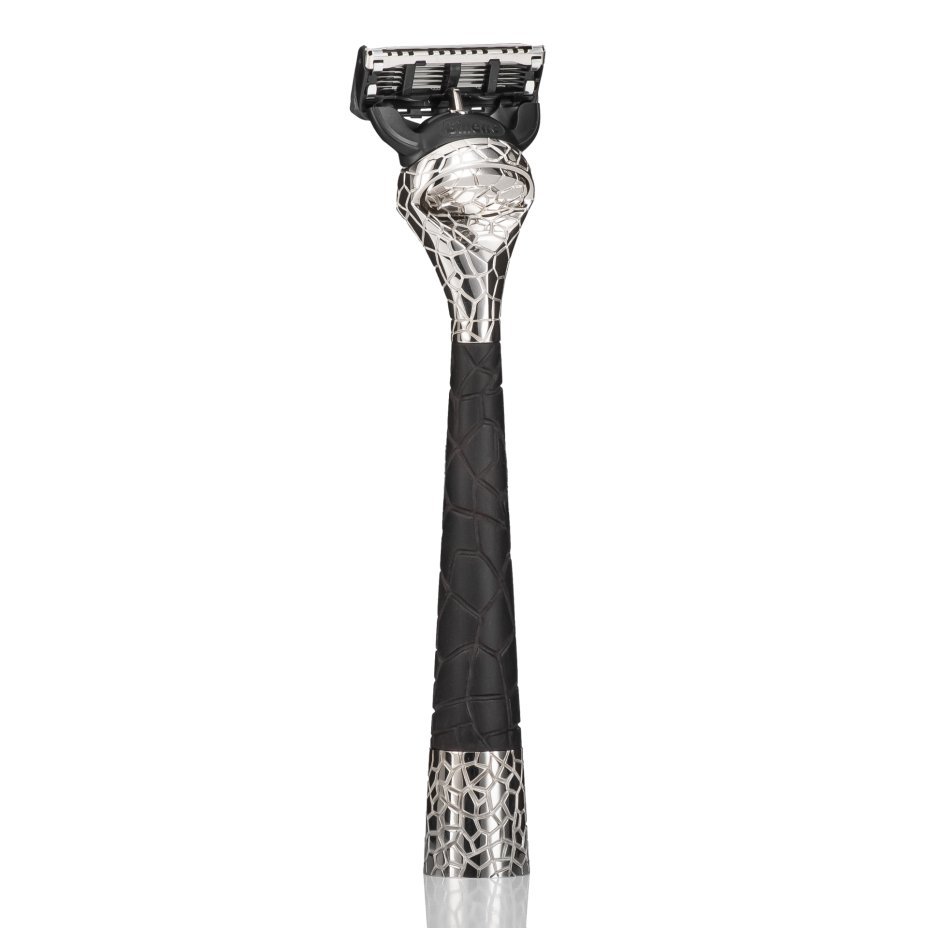 Эксклюзивный бритвенный станок Acciaro модель Kintsugi в подарочной коробе, хромированная бронза, граб