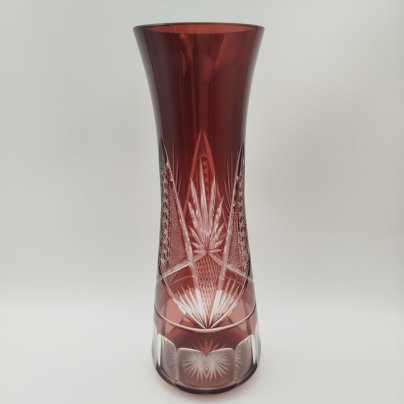 Ваза с геометрическим декором, стекло, марганцевое стекло, алмазная грань, Дятьковский хрустальный завод, СССР, 1970-1990 гг.