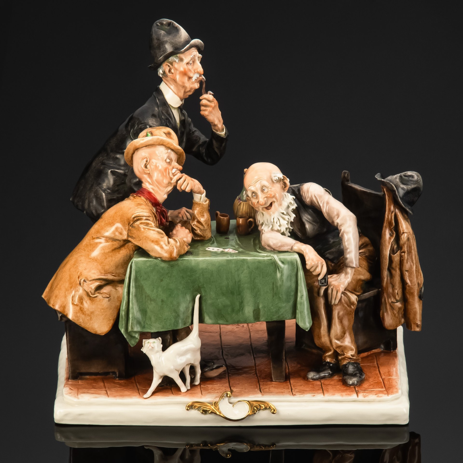 Статуэтка "Игра в карты" ("Игроки"), художник Giuseppe Cappe (Джузеппе Каппе), Elit&Fabris, фарфор, роспись, Италия, 1961 г.