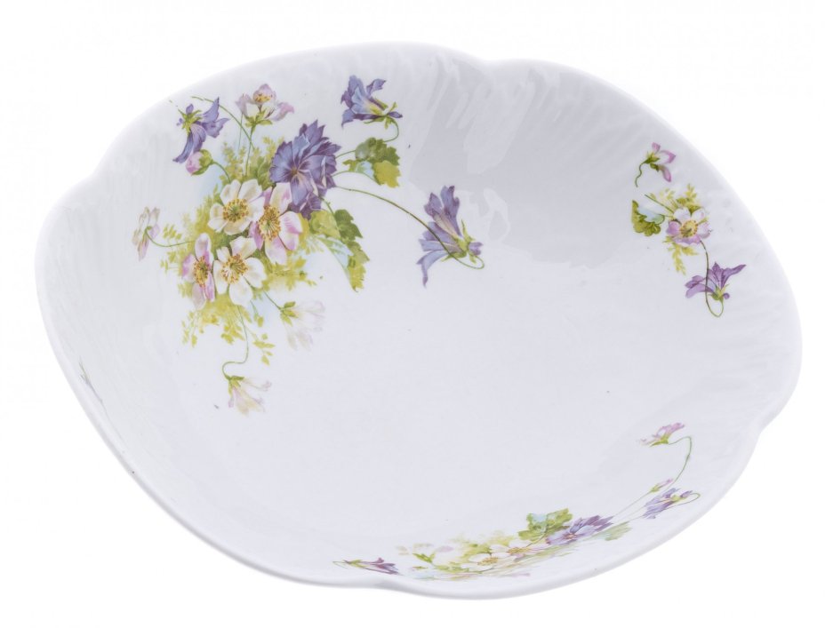 Салатник  с цветочным декором, фарфор, деколь, Российская Империя, 1889-1917 гг.
