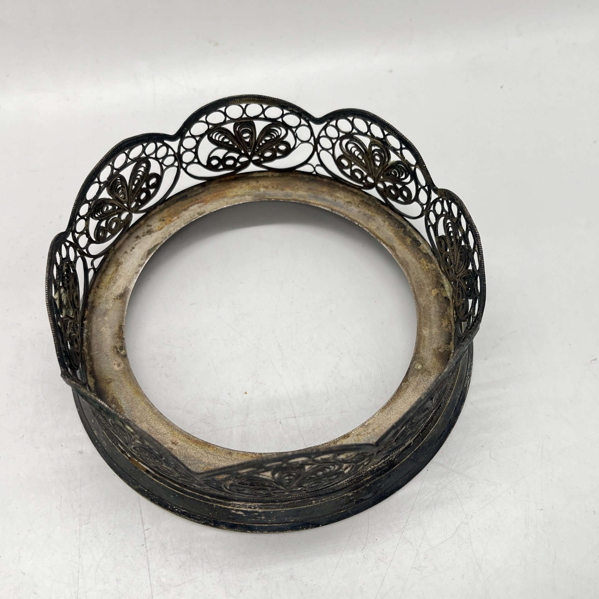 Оплётка от сахарницы в технике ажурная скань, металл, ажурная скань, СССР, 1970 г.