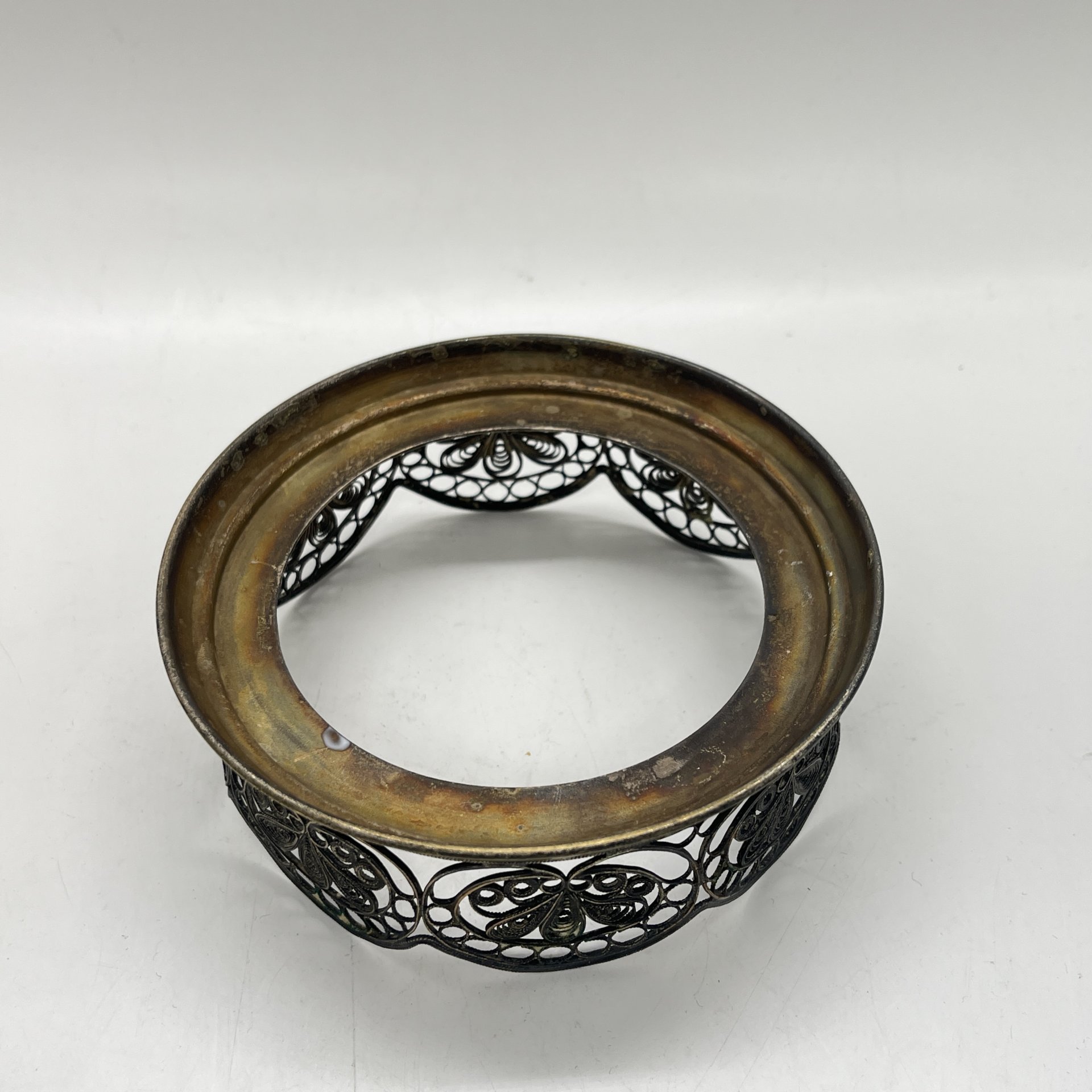 Оплётка от сахарницы в технике ажурная скань, металл, ажурная скань, СССР, 1970 г.