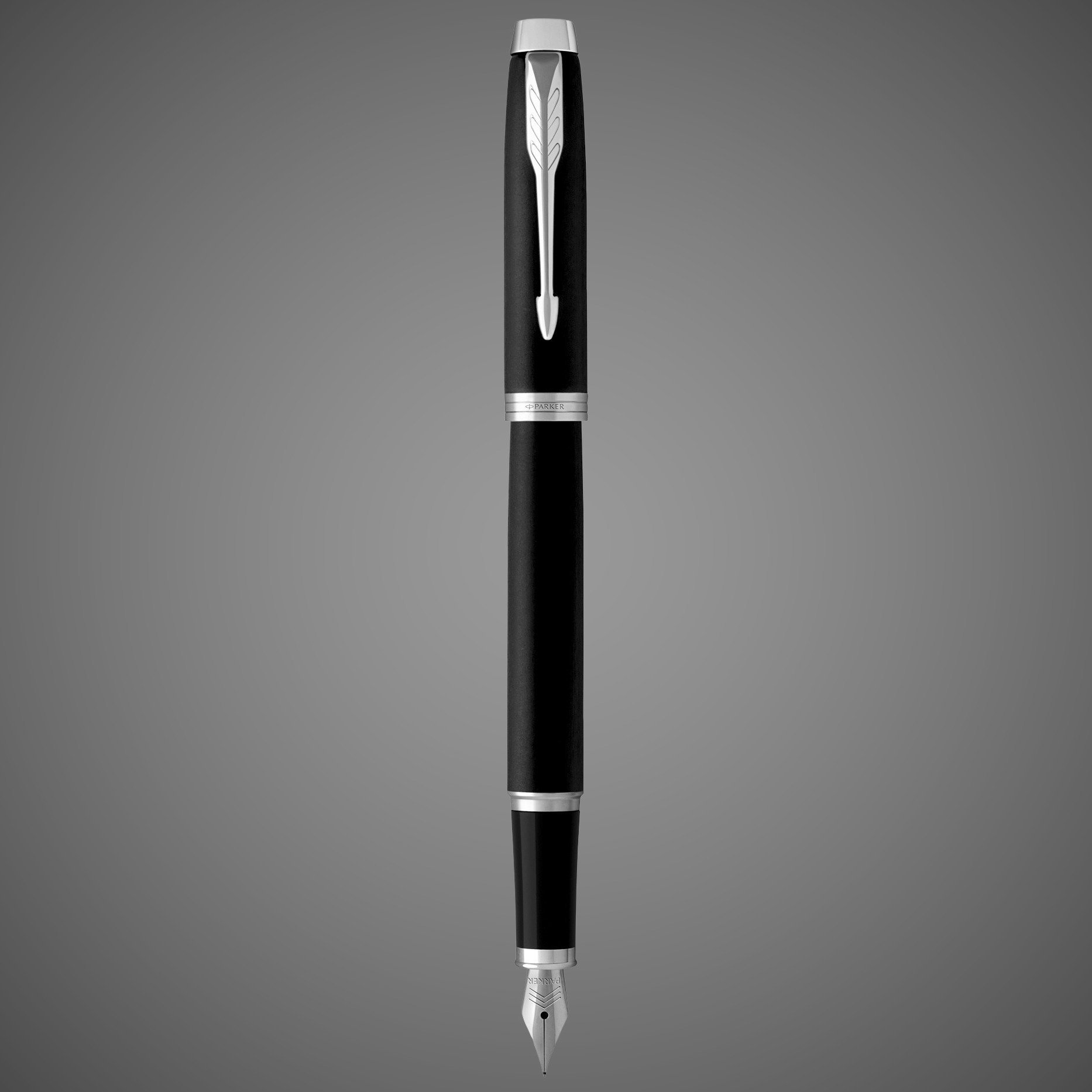 Перьевая ручка Parker IM Mat Black CT, перо: F, цвет чернил: blue, в подарочной упаковке., Лаки и смолы: лак, латунь, пластик, хром