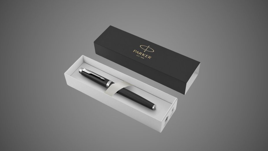 Перьевая ручка Parker IM Mat Black CT, перо: F, цвет чернил: blue, в подарочной упаковке., Лаки и смолы: лак, латунь, пластик, хром