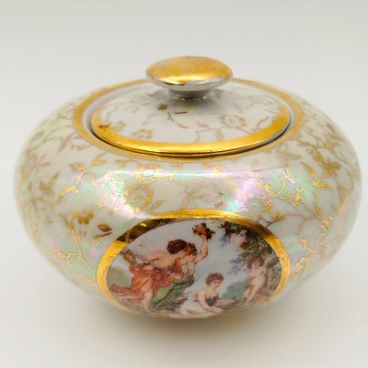 Сахарница из сервиза "Мадонна", Carl Alberti, фарфор, крытье, деколь, золочение, Германия, 1945-1954 гг.