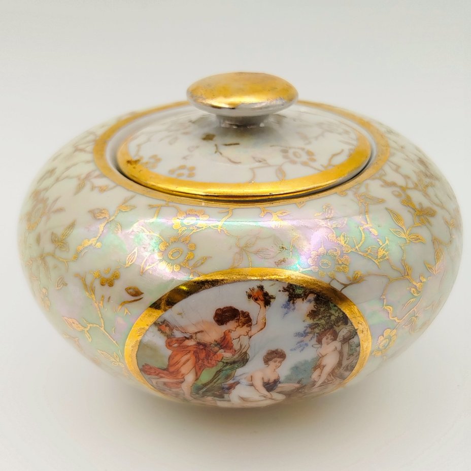 Сахарница из сервиза "Мадонна", Carl Alberti, фарфор, крытье, деколь, золочение, Германия, 1945-1954 гг.