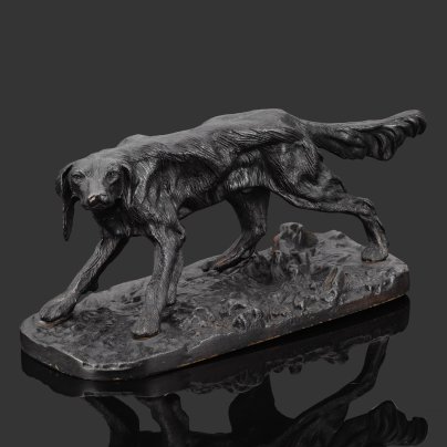 Статуэтка  "Сеттер", чугун, крашение, Кусинский чугунолитейный завод (Куса), СССР, 1939 г.