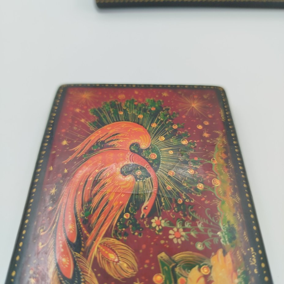 Шкатулка "Жар птица", автор Китова, Холуйская лаковая миниатюра