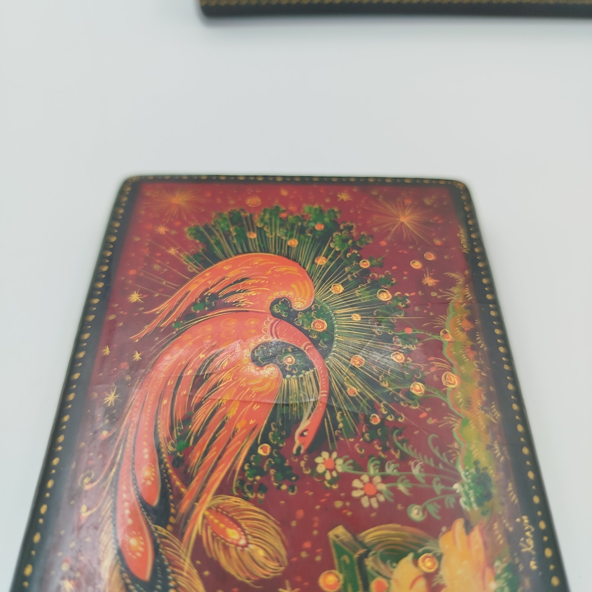 Шкатулка "Жар птица", автор Китова, Холуйская лаковая миниатюра