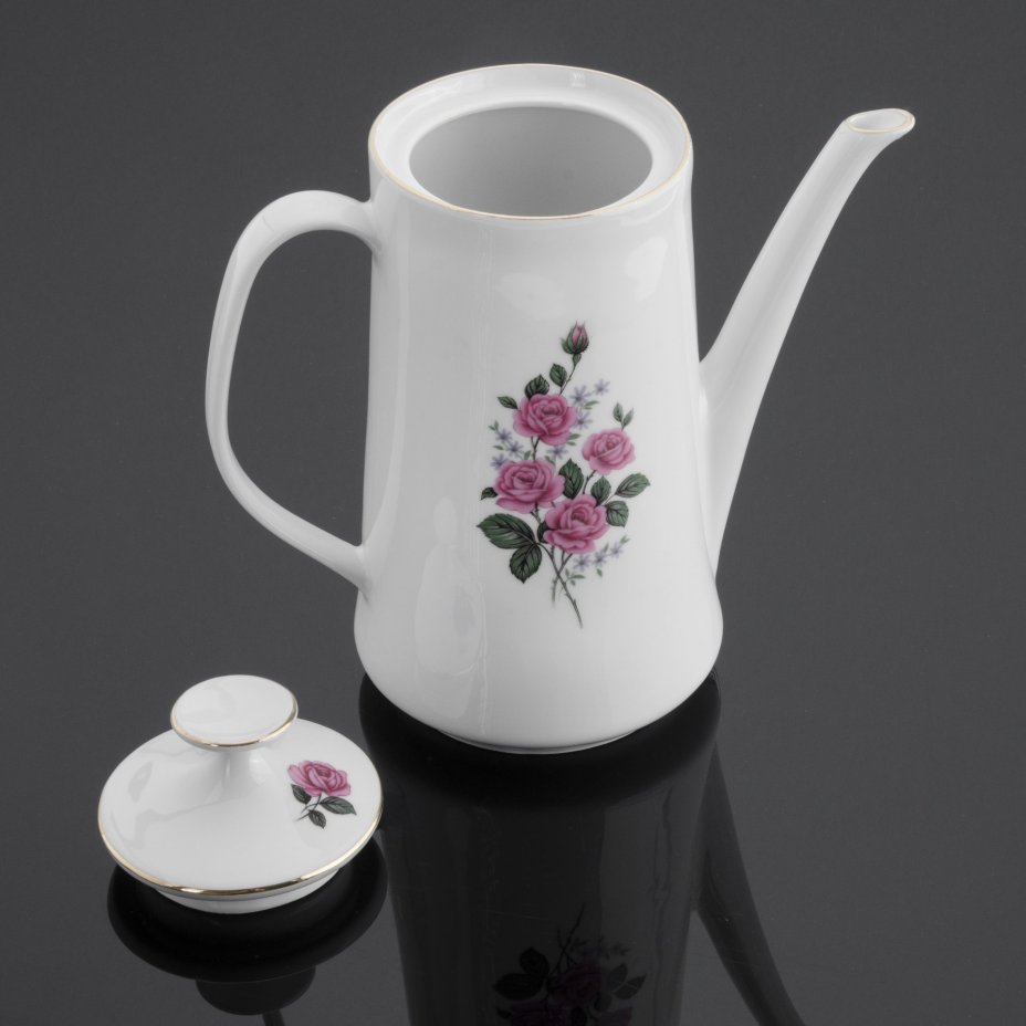 Чайник (кофейник) с изображением роз, мануфактура "J. Kronester Bavaria", PMR Bavaria Jaeger & Co.