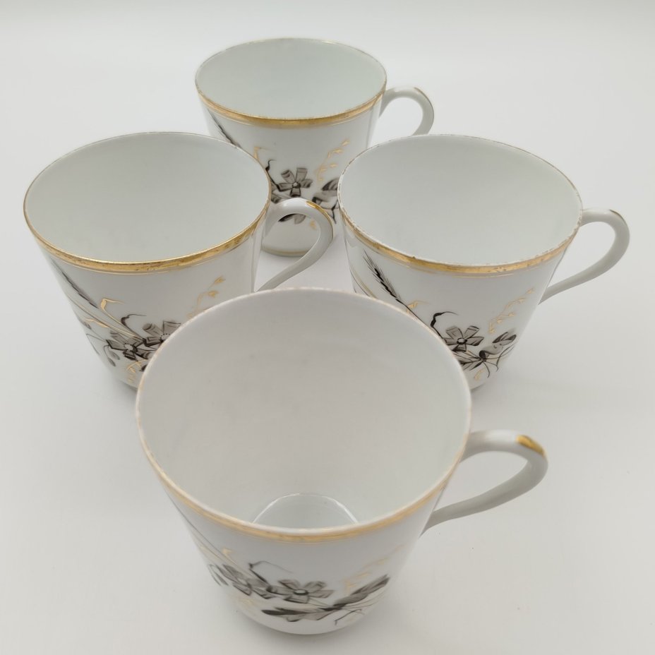 Набор из 4 чашек без блюдец с декором из полевых цветов