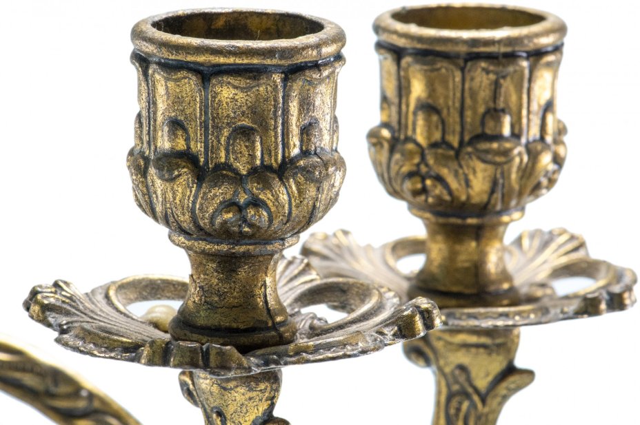 Канделябр антикварный (5 свечей), латунь, оникс, Западная Европа, 1950-1970 гг.