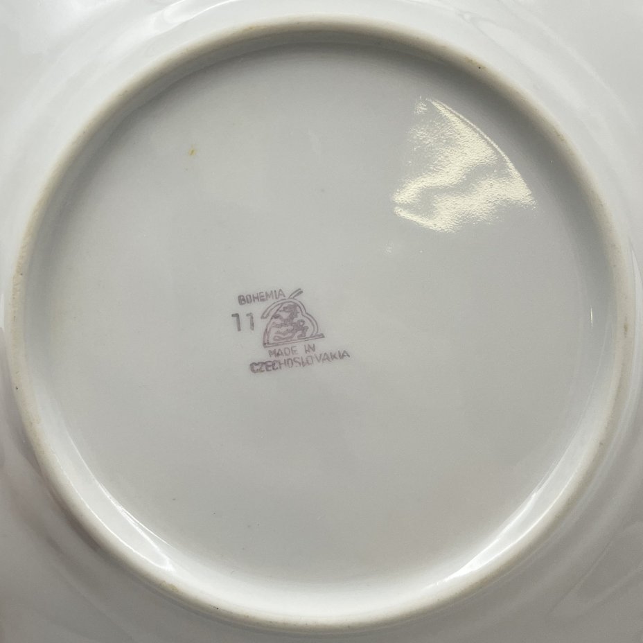 Набор пирожковых тарелок "Мейсенский букет" на 5 персон, фарфор, деколь, золочение, Bohemia (Neurohlau), Чехословакия, 1970-1990 гг.