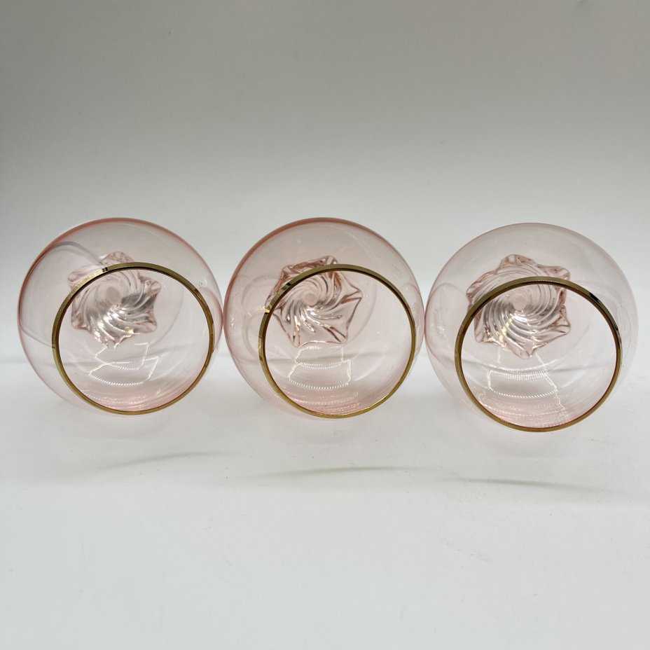 Комплект из 6-ти коньячных бокалов розового оттенка на витой ножке, Bohemia Crystal (Bohemia Glass)