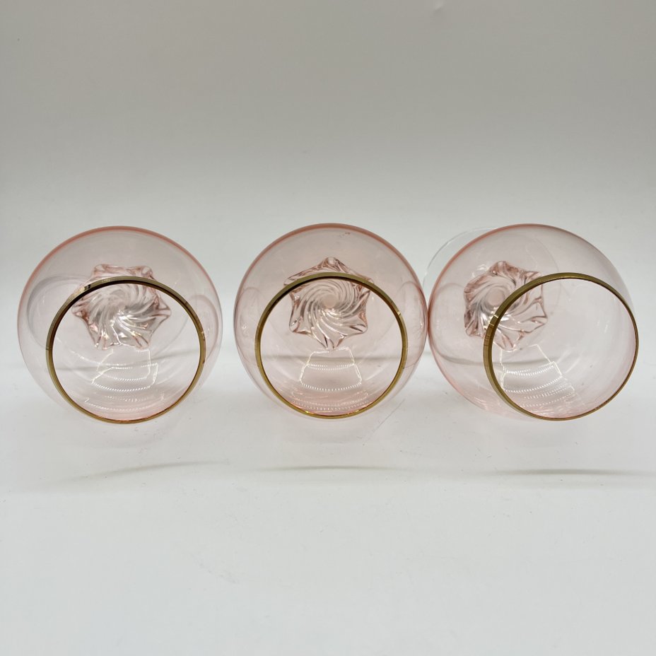 Комплект из 6-ти коньячных бокалов розового оттенка на витой ножке, Bohemia Crystal (Bohemia Glass)