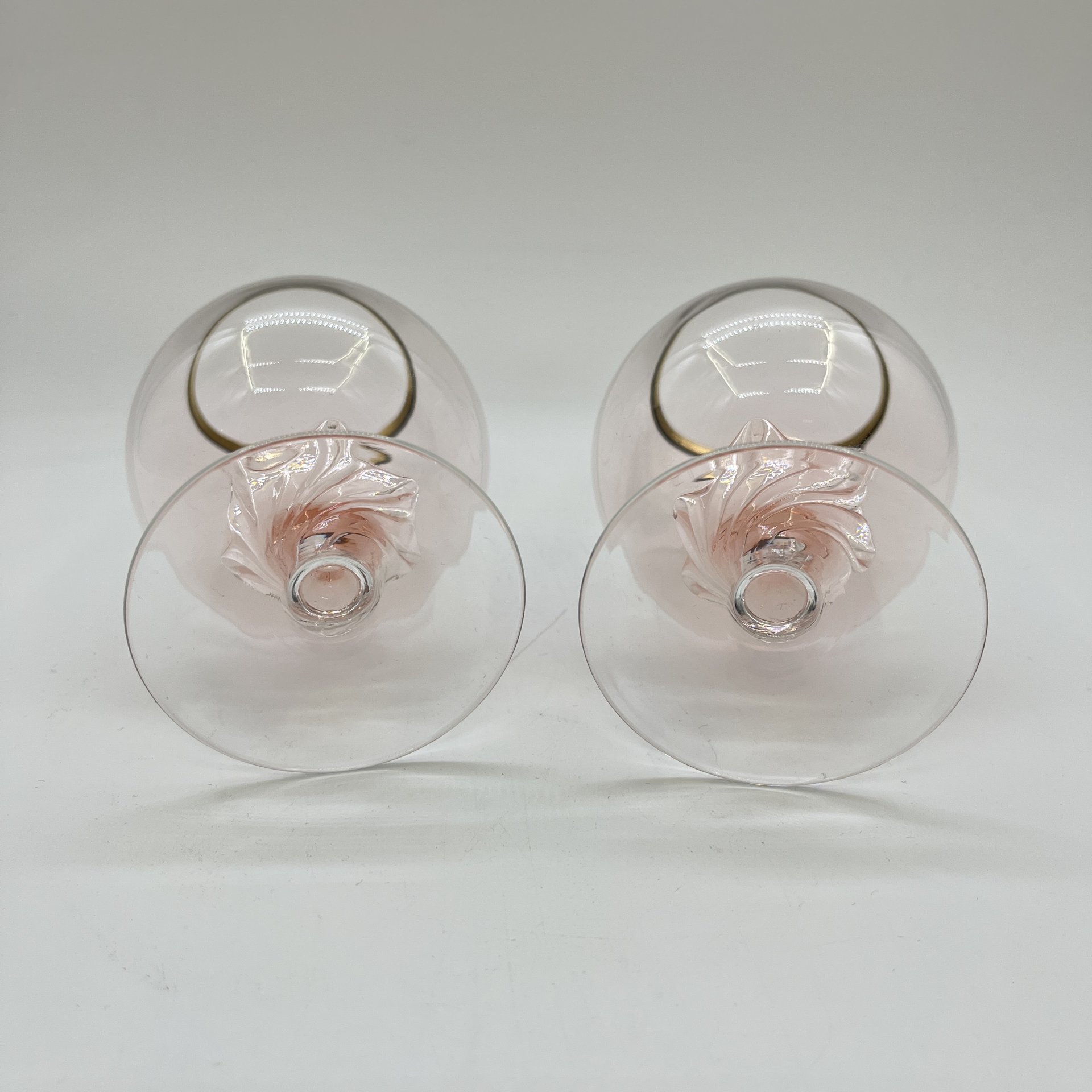Комплект из 6-ти коньячных бокалов розового оттенка на витой ножке, Bohemia Crystal (Bohemia Glass)