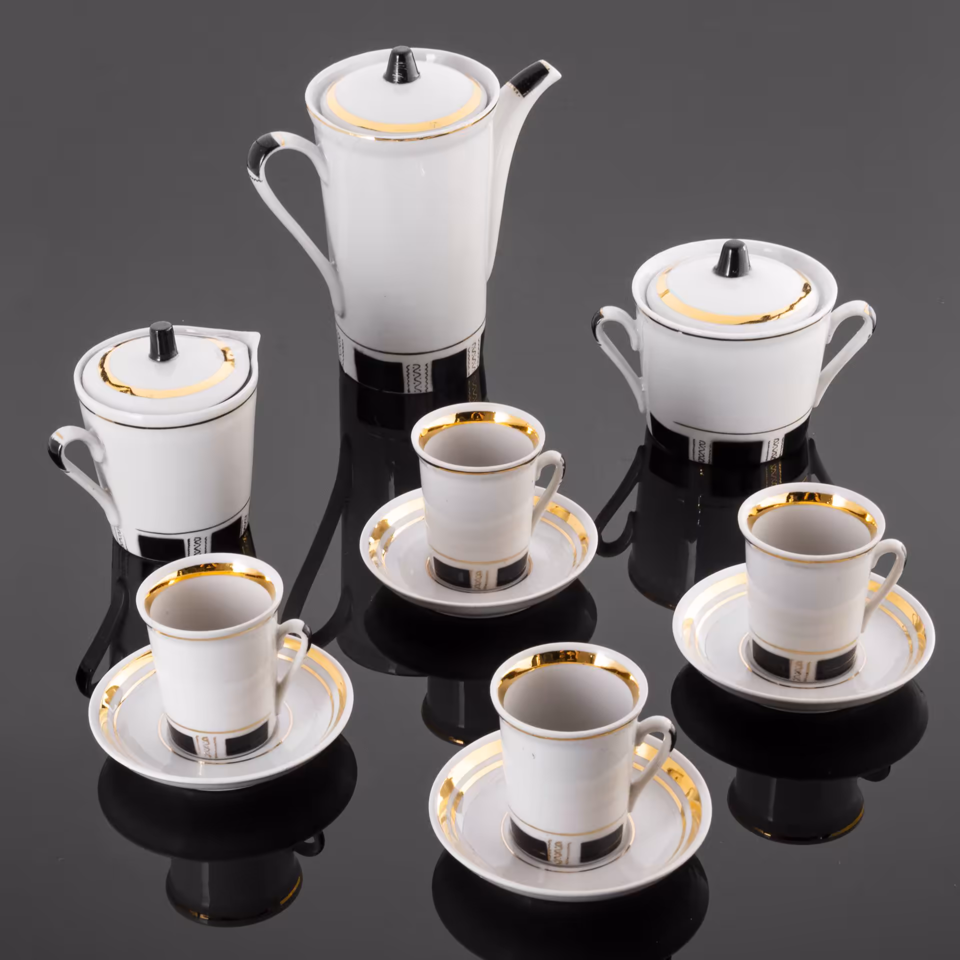 Сервиз кофейный на 4 персоны (11 предметов), Городницкий фарфоровый завод