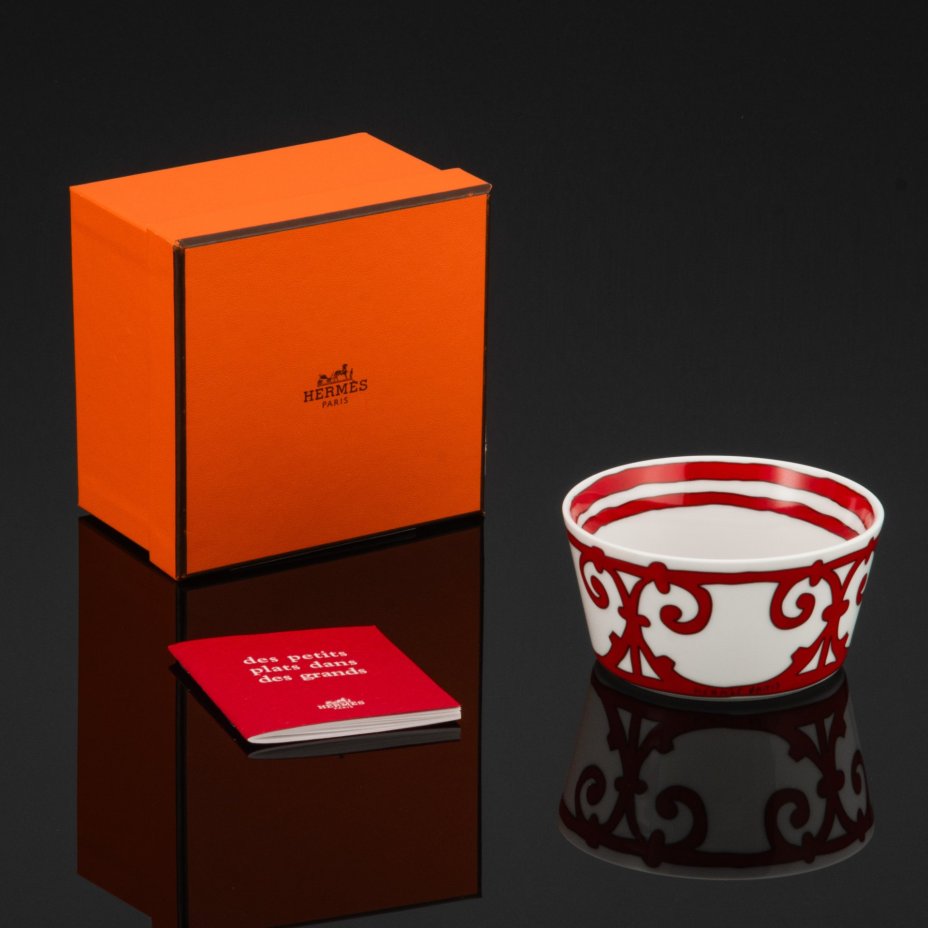 Пиала из серии "Balcon du Guadalquivir", фирма "Hermes", в оригинальной коробке с документами, фарфор, деколь