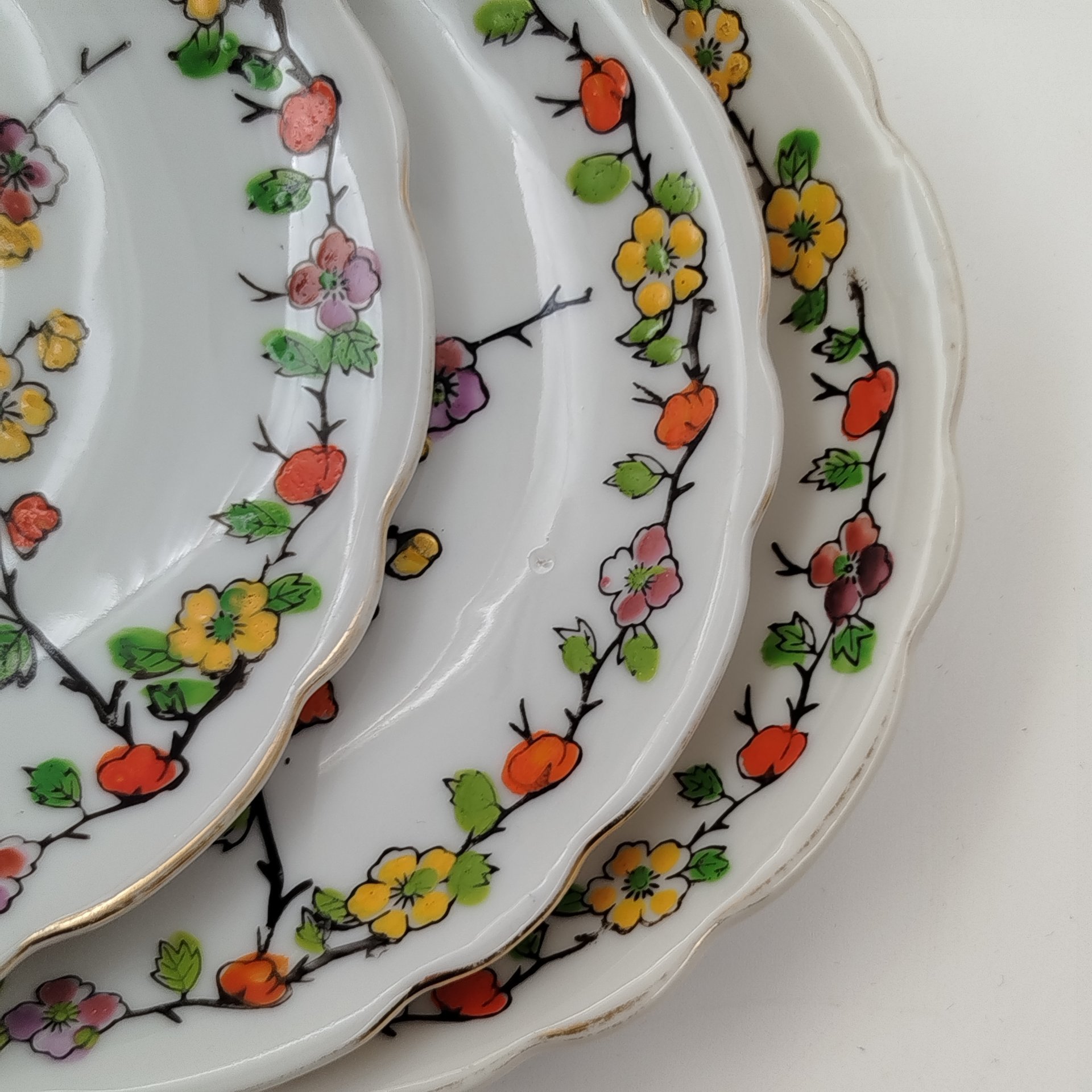 Набор чайных пар с цветочным декором на 6 персон, York, фарфор, роспись, золочение, Великобритания, 1920-1950 гг.