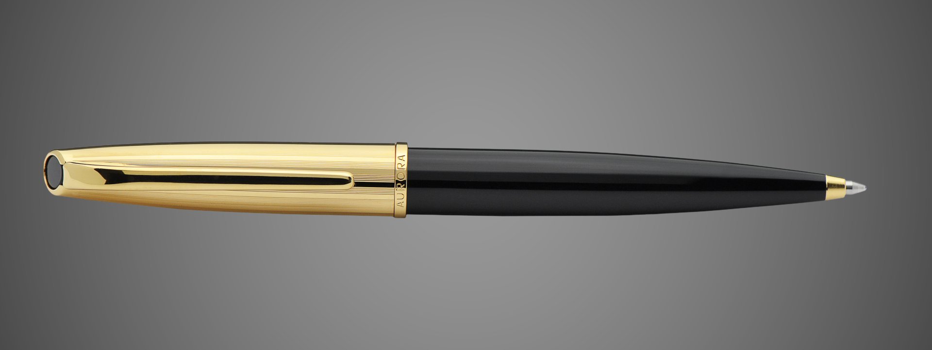 Шариковая ручка Aurora Style Metal Black resin GT, в подарочной коробке, Драгметаллы: позолота, позолота, смола