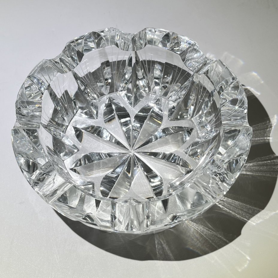 Большая пепельница с резным декором, хрусталь, СССР, 1970-1990 гг.