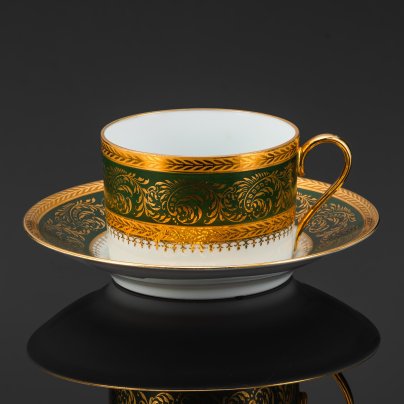 Кофейная пара в стиле ампир, B.R. Limoges France, фарфор, крытье, золочение, Франция, 1950-1970 гг.