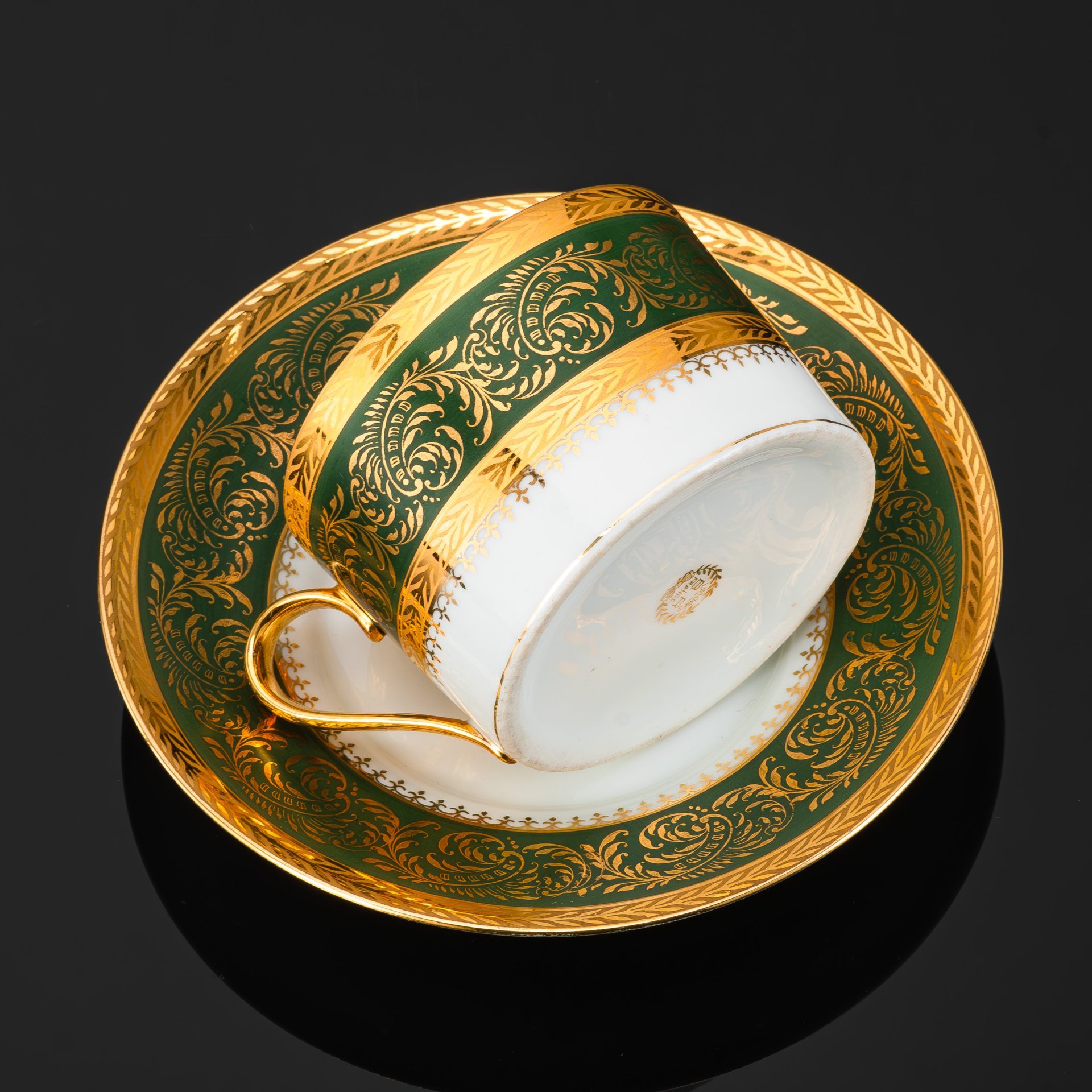 Кофейная пара в стиле ампир, B.R. Limoges France, фарфор, крытье, золочение, Франция, 1950-1970 гг.