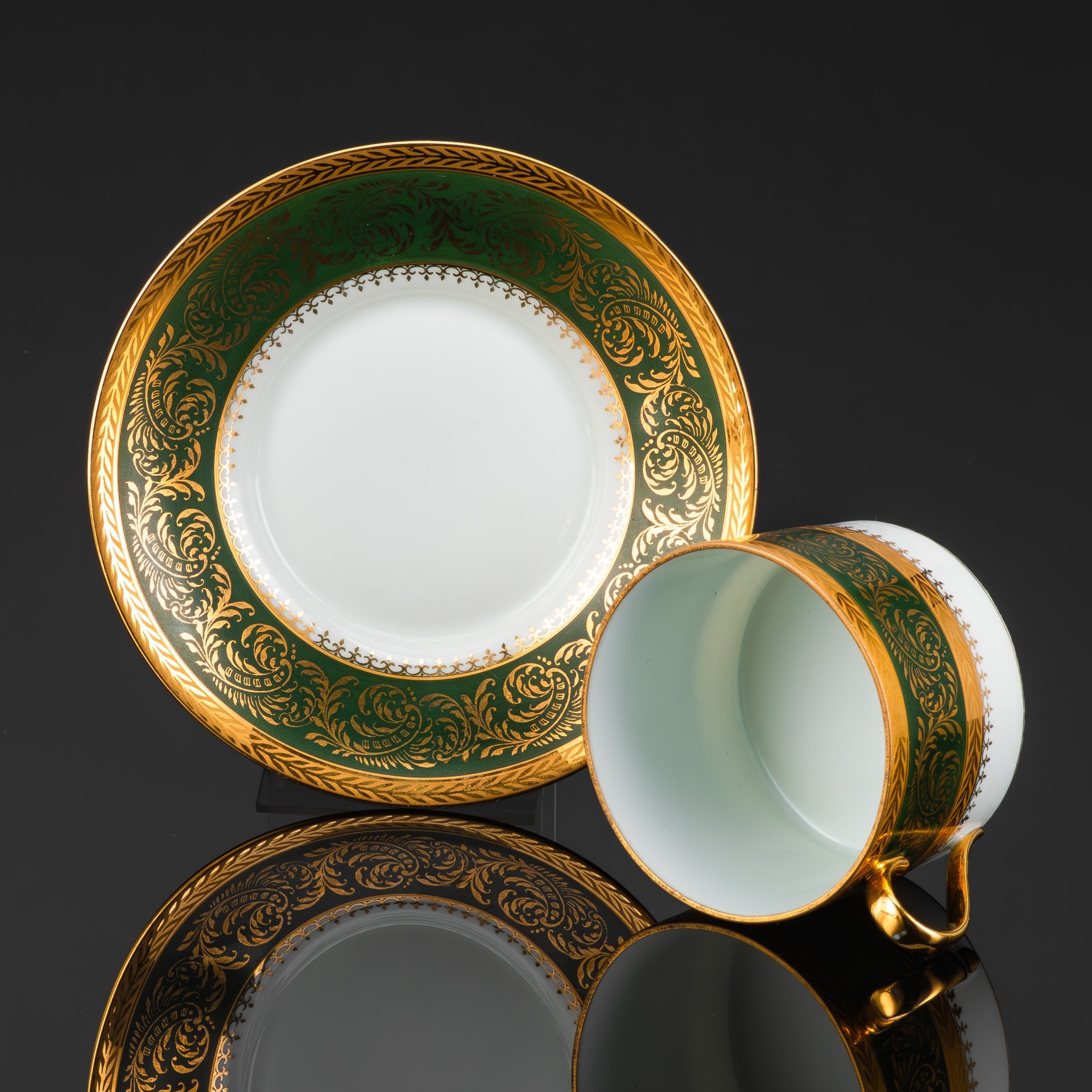 Кофейная пара в стиле ампир, B.R. Limoges France, фарфор, крытье, золочение, Франция, 1950-1970 гг.