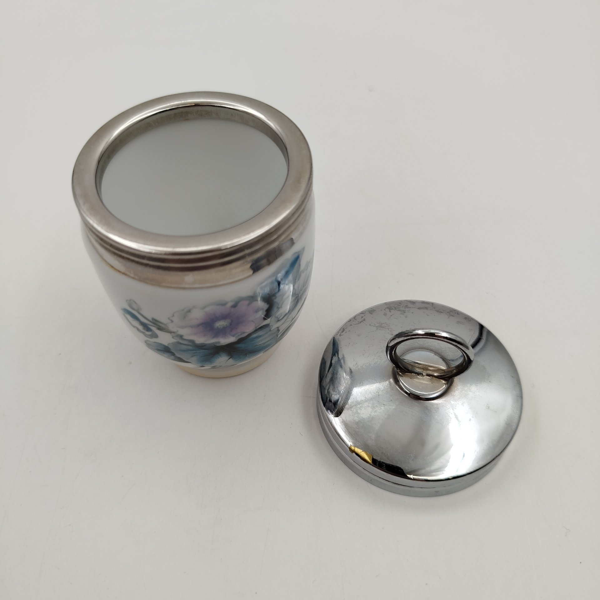 Кодлер с цветочным декором, фарфор, деколь, металл, Royal Worcester, Royal Worcester