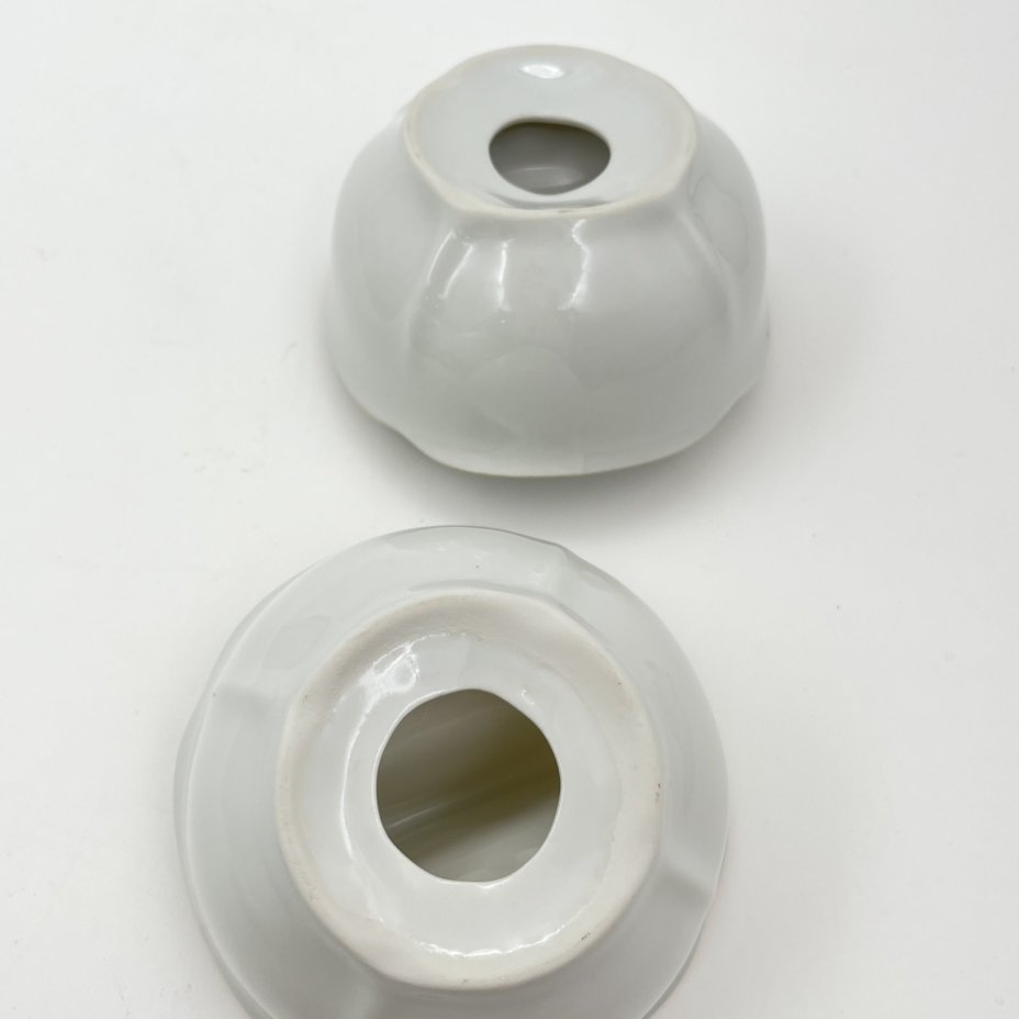 Набор из двухсекционных менажниц (2 предмета) с цветочным декором, фарфор, деколь, золочение, Bohemia (Neurohlau), Чехословакия, 1970-1990 гг.