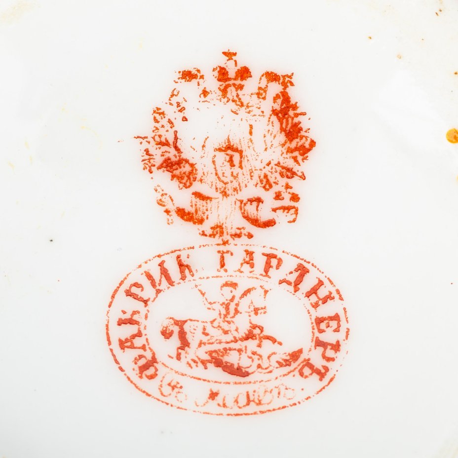 Солонка в форме горшочка с имитацией плетения лыка, фарфор, роспись, Фарфоровая фабрика Гарднера, Российская империя, 1870-1890 гг.