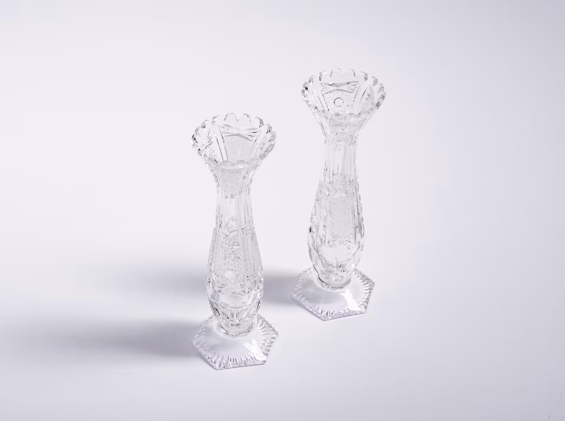 Подсвечники парные, хрусталь, алмазная грань, СССР, 1970-1990 гг.
