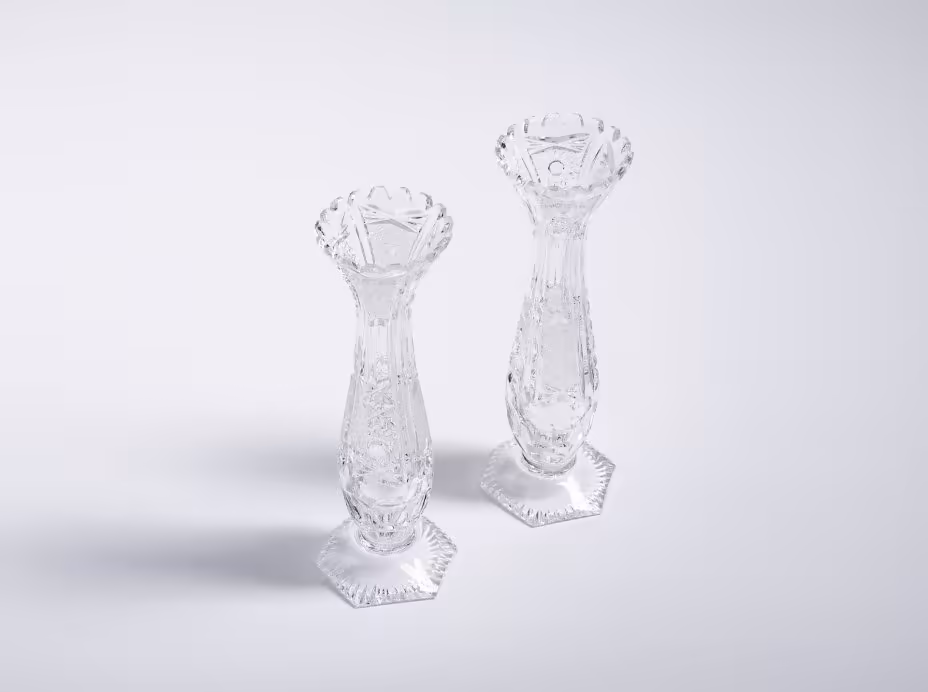 Подсвечники парные, хрусталь, алмазная грань, СССР, 1970-1990 гг.