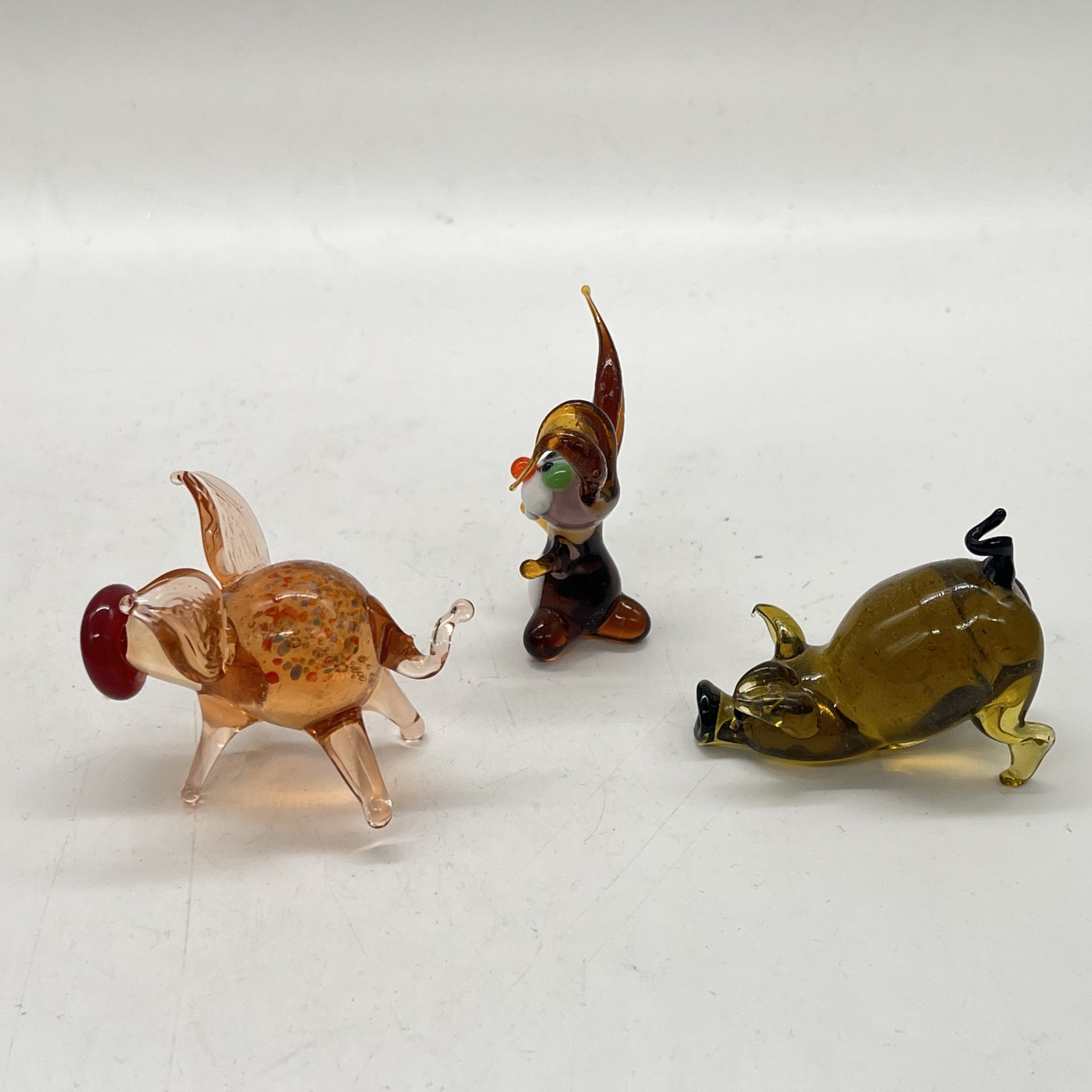 Набор из 3 статуэток "Животные" (2 свиньи и зайчик), стекло, гутная техника, Россия, 1990-2010 гг.