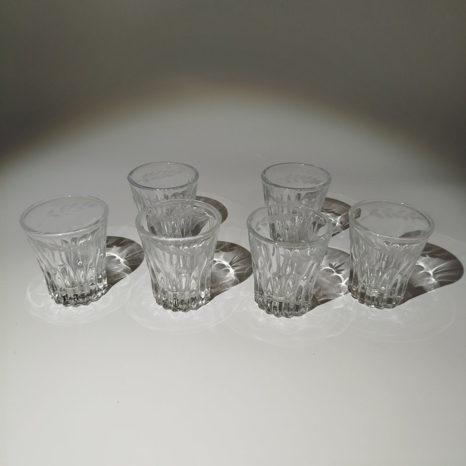 Набор из 6 рюмок для крепких напитков, стекло, СССР, 1989-1999 гг.