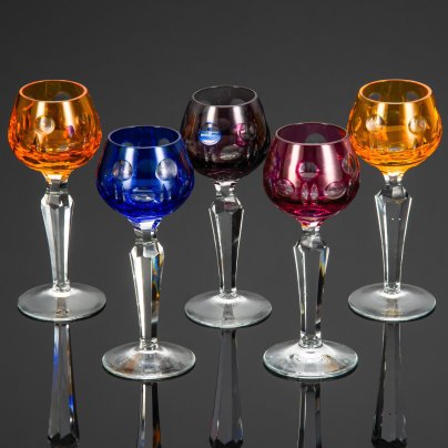 Набор бокалов (рюмок) для крепленых вин на 5 персоны, с декором в виде линз