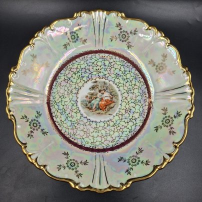 Блюдо глубокое (салатник) из сервиза "Мадонна", фарфор, деколь, люстр, золочение, ГДР, 1960-1990 гг.