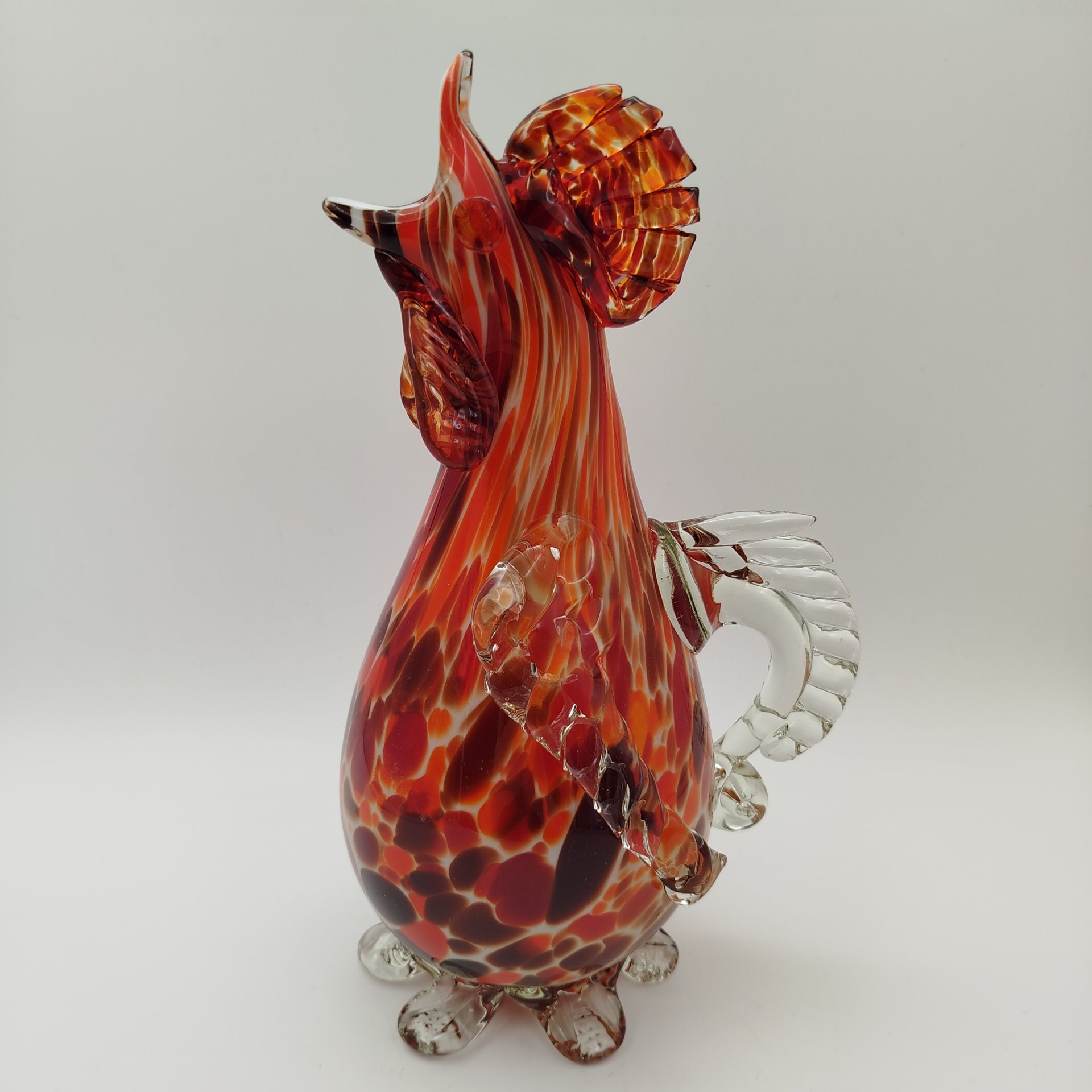 Кувшин в виде петуха, стекло, гутная техника, налепы, СССР, 1970-1980 гг.