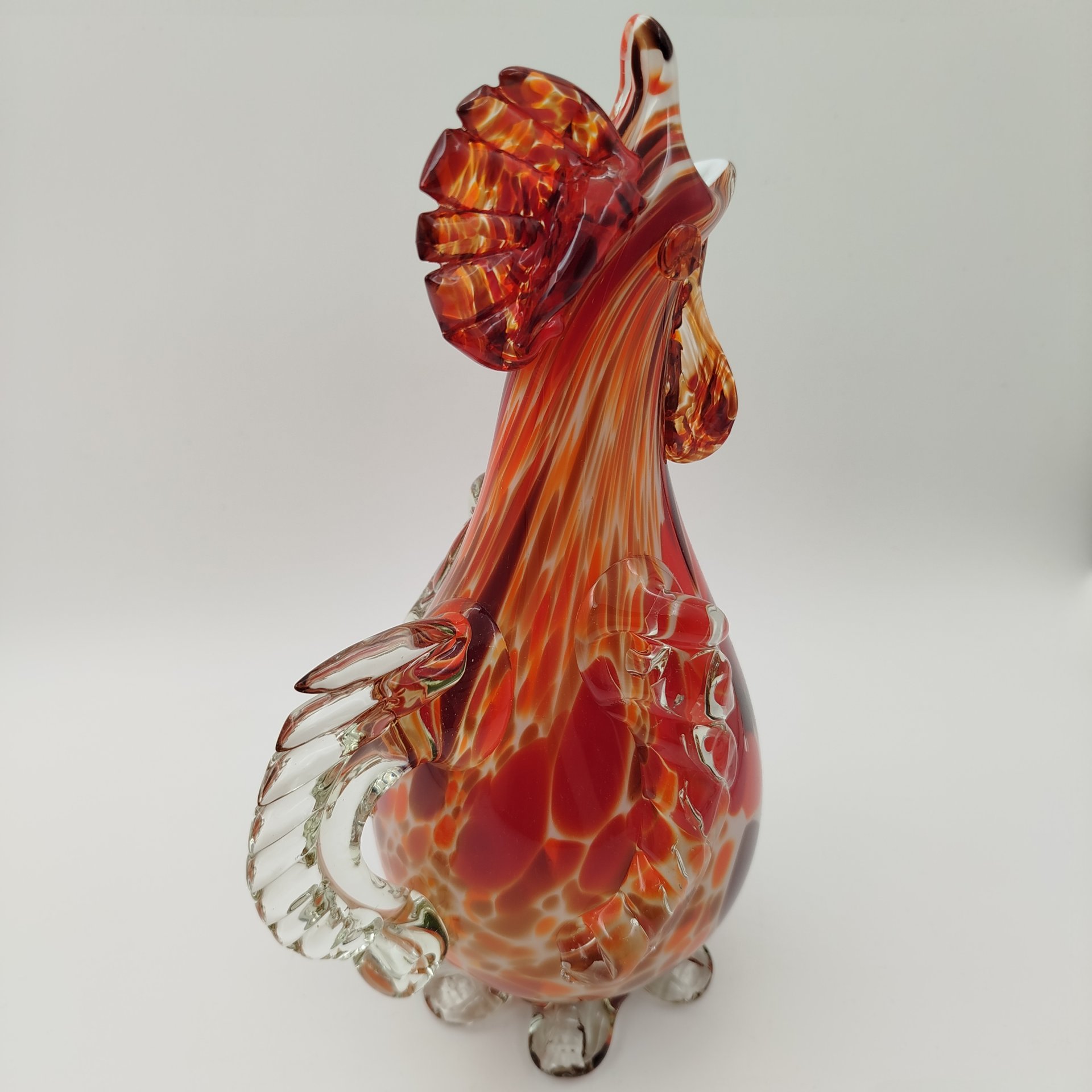 Кувшин в виде петуха, стекло, гутная техника, налепы, СССР, 1970-1980 гг.