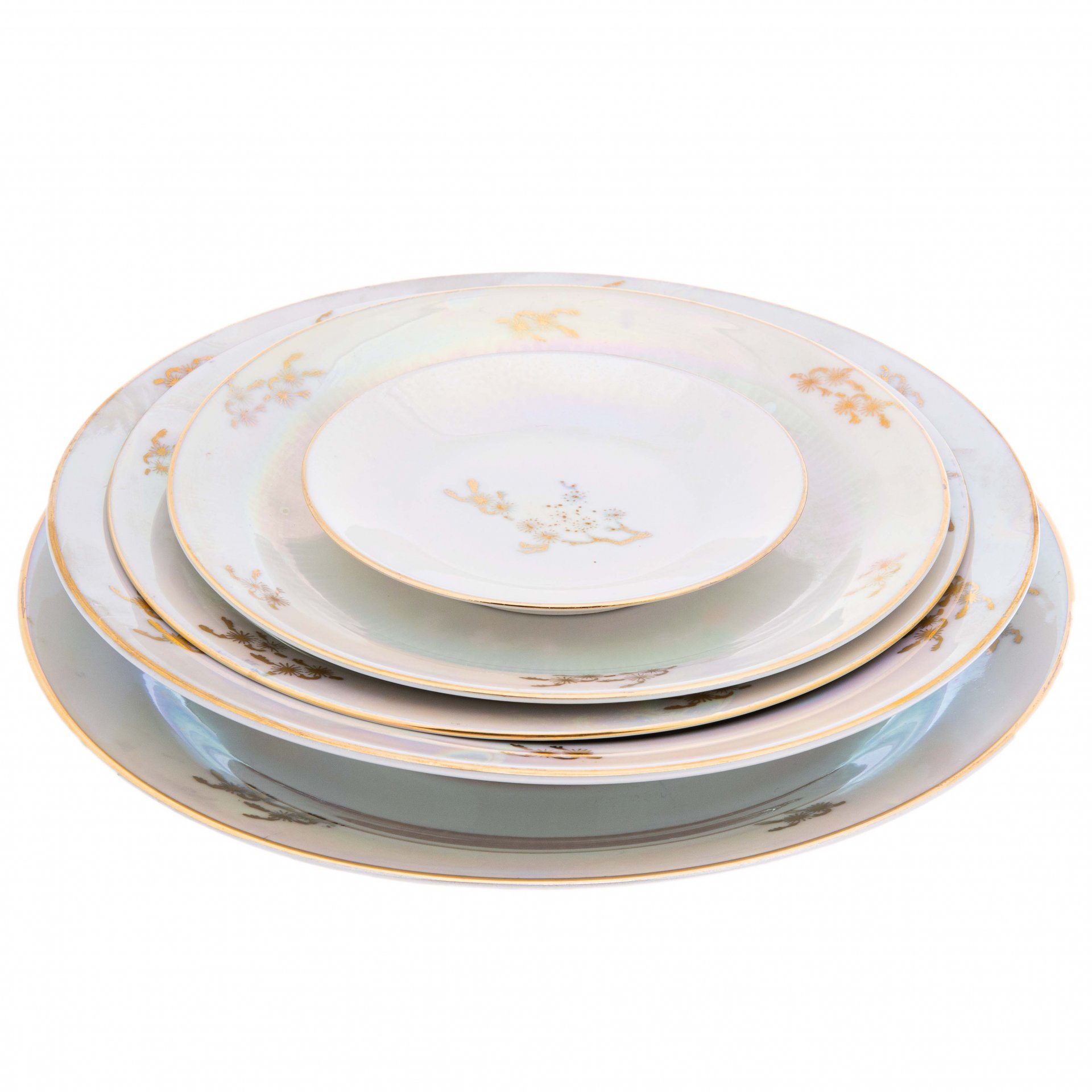 Набор из 5 тарелок "Мадонна" на 1 персону, фарфор, деколь, люстр, фабрика "Colditz Porcelain Factory", ГДР, 1960-1990 гг., Colditz (Кольдиц)
