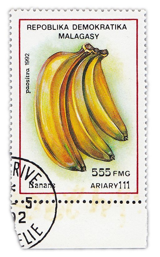Мадагаскар (Малагасийская Республика) почтовая марка 1992 "Фрукты. Бананы"