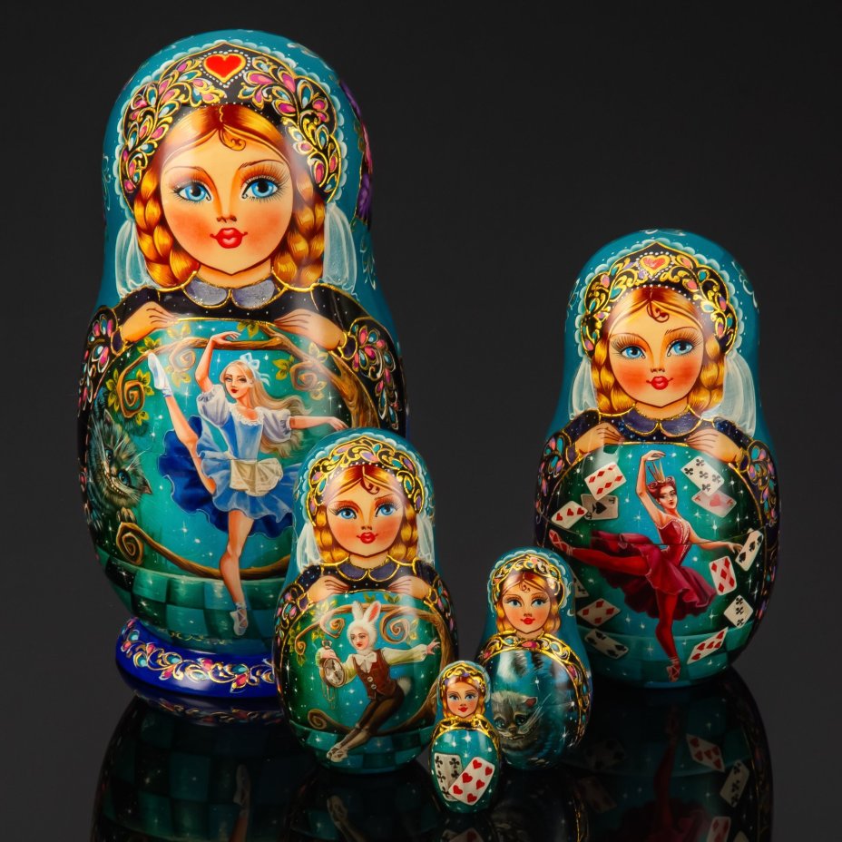 Матрешка "Русский балет" (5 мест), автор росписи С.А. Лонченкова, дерево, лак, роспись, золочение, Российская Федерация, 2025 г.