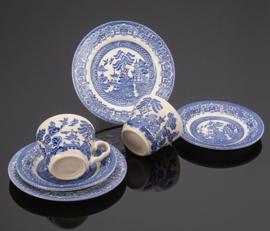 Набор чайных трио " Blue Willow" тет-а-тет (на 2 персоны), EIT (English Ironstone Tableware, Ltd.)
