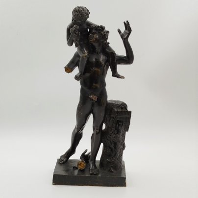 Скульптура "Сатир и младенец Бахус" ("Фавн и Бахус"), по модели литейной мастерской P. Masulli, металл, литье, Европа, 1960-1980 гг.