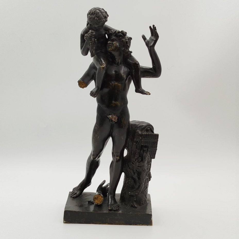 Скульптура "Сатир и младенец Бахус" ("Фавн и Бахус"), по модели литейной мастерской P. Masulli, металл, литье, Европа, 1960-1980 гг.