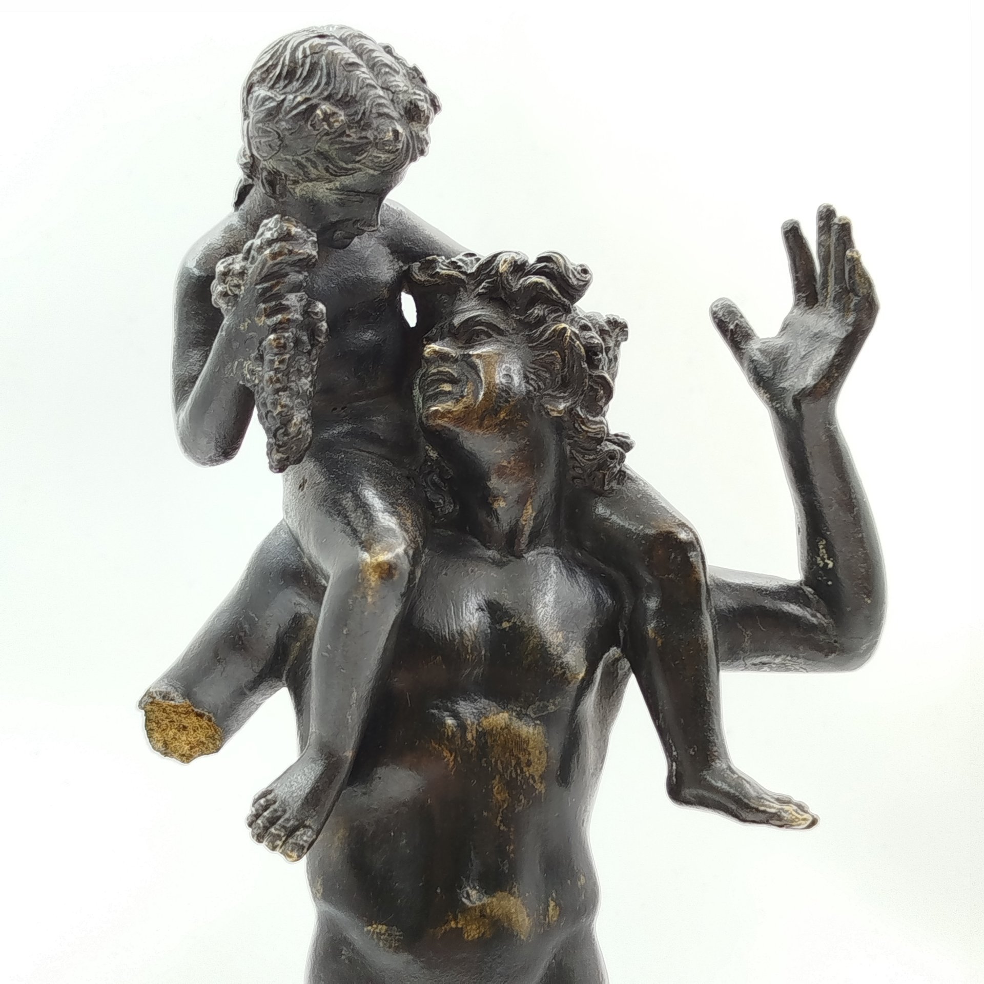 Скульптура "Сатир и младенец Бахус" ("Фавн и Бахус"), по модели литейной мастерской P. Masulli, металл, литье, Европа, 1960-1980 гг.