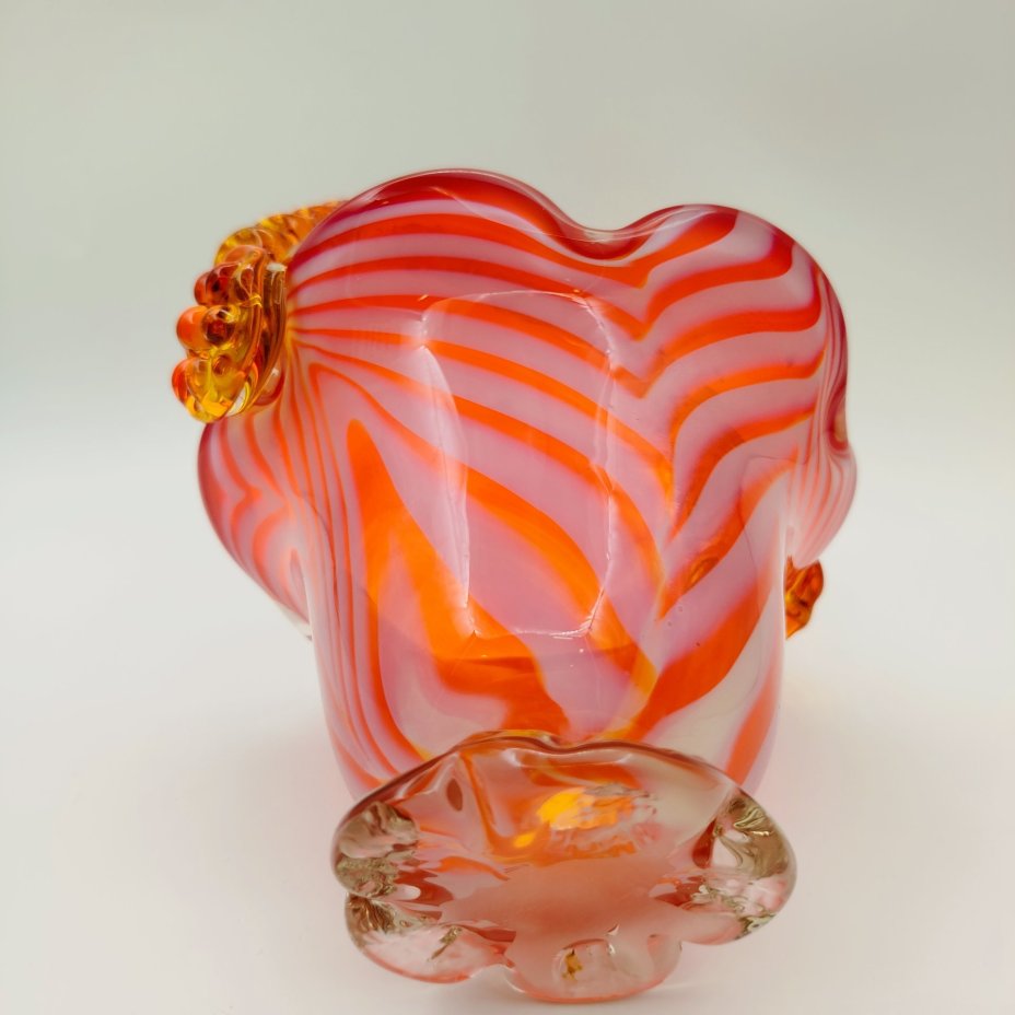 Конфетница "Корзиночка", стекло, (сульфидно-цинковое), гутная техника, Стекольный завод «Красный май», СССР, 1960-1990 гг.