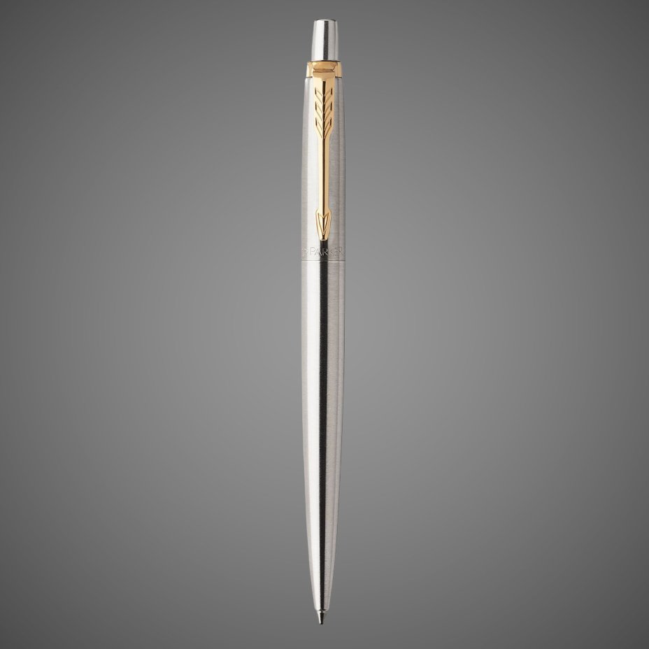 Ручка гелевая Parker Jotter Core K694 Stainless Steel GT Mblack в блистере, Металлы: нержавеющая сталь, позолота