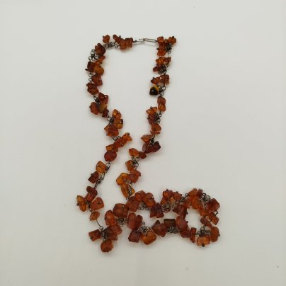 Бусы винтажные, янтарь, металл, СССР, 1970-1980 гг.
